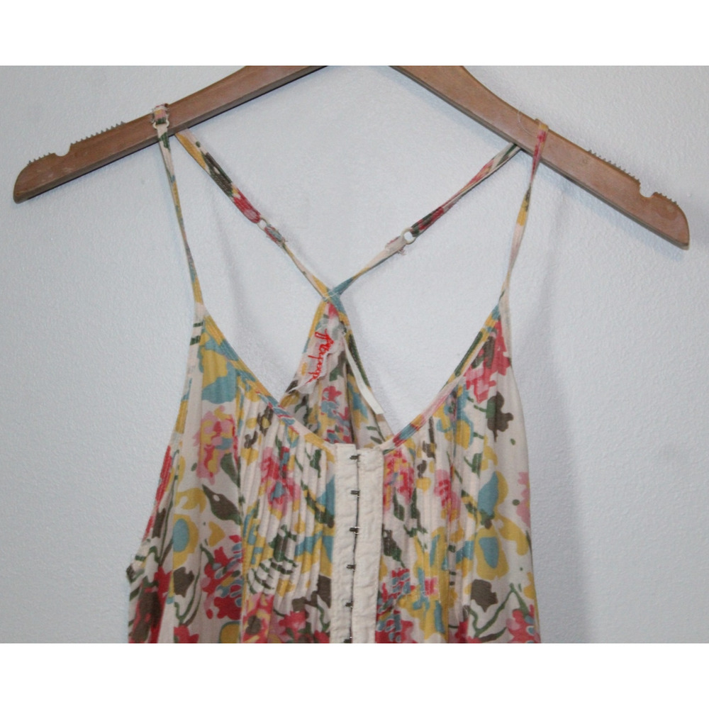 Free People Pintuck Ruffle Sheer Floral Sleeveless Swing Tunic Top Pockets Small - Picture 6 of 16
